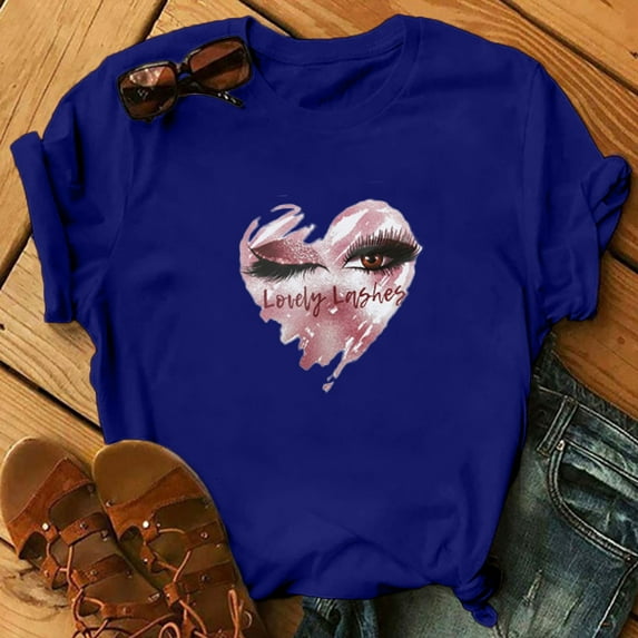 Herrnalise Women's Classic-Fit 100% Cotton Short-Sleeve T-Shirt Women Letter Printing Short Sleeve Shirt Casual Tops Blouse