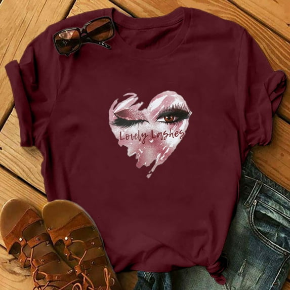 SDJMa Women's Classic-Fit 100% Cotton Short-Sleeve T-Shirt Women Letter Printing Short Sleeve Shirt Casual Tops Blouse