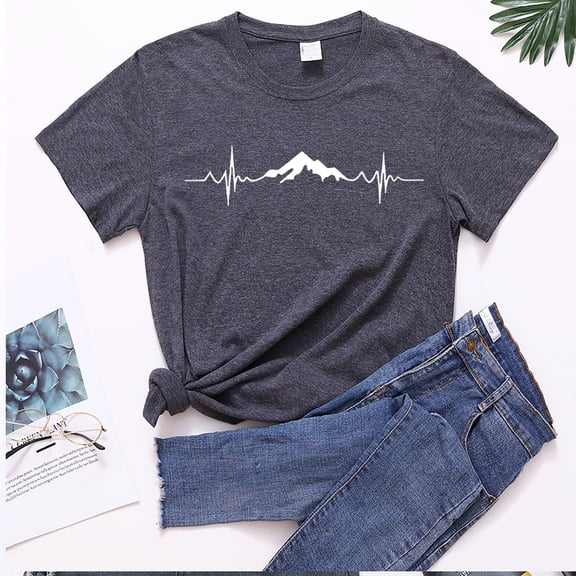 Herrnalise Women's Classic-Fit 100% Cotton Short-Sleeve T-Shirt Women's Fashion Casual Round Neck Print Loose Bottom Shirt Short Sleeve Top