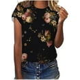 thumbnail image 1 of Herrnalise Women's Classic-Fit 100% Cotton Short-Sleeve T-Shirt Women's Fashion Short Sleeve Flowers Print Tops, 1 of 1