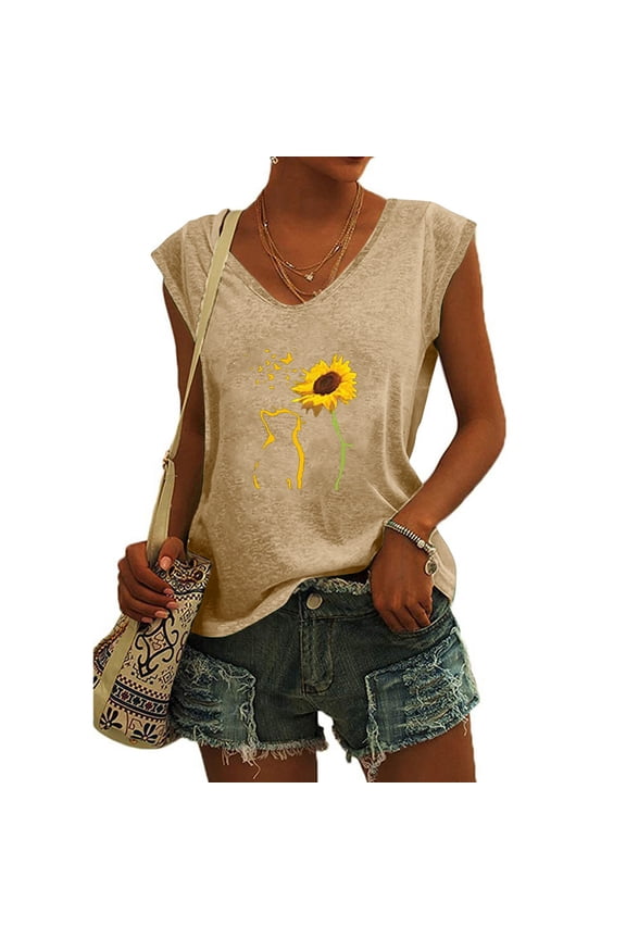 Women's Classic-Fit 100% Cotton Short-Sleeve T-Shirt Women's V Neck Summer Short Sleeve Solid T-shirt Tops Run Fitness Sportswear