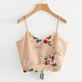 thumbnail image 1 of Herrnalise Women's Classic-Fit 100% Cotton Short-Sleeve V-Neck T-Shirt Women's Self Tie Back V Neck Floral Print Crop Cami Top Camisole Blouse, 1 of 4