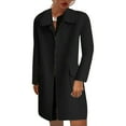 thumbnail image 1 of Herrnalise Women's Double Breasted Pea Coat Winter Mid-Long Trench Coat with Belt Black,XL, 1 of 5