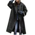 thumbnail image 1 of Herrnalise Women's Double Breasted Pea Coat Winter Mid-Long Trench Coat with Belt Black,XXXL, 1 of 6