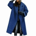 thumbnail image 1 of Herrnalise Women's Double Breasted Pea Coat Winter Mid-Long Trench Coat with Belt Blue,XXXL, 1 of 6