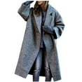 thumbnail image 1 of Herrnalise Women's Double Breasted Pea Coat Winter Mid-Long Trench Coat with Belt Gray,XXL, 1 of 6