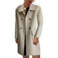 thumbnail image 1 of Herrnalise Women's Double Breasted Pea Coat Winter Mid-Long Trench Coat with Belt White,XXL, 1 of 5