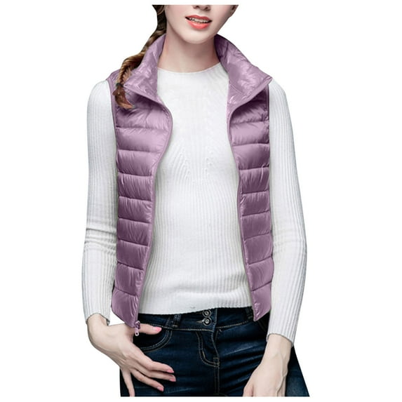 Herrnalise Women’s Down Vest Lightweight Solid Color Sleeveless Down Puffer Vest Warm Winter Puffy Vest with Pocket For Multicolor,M