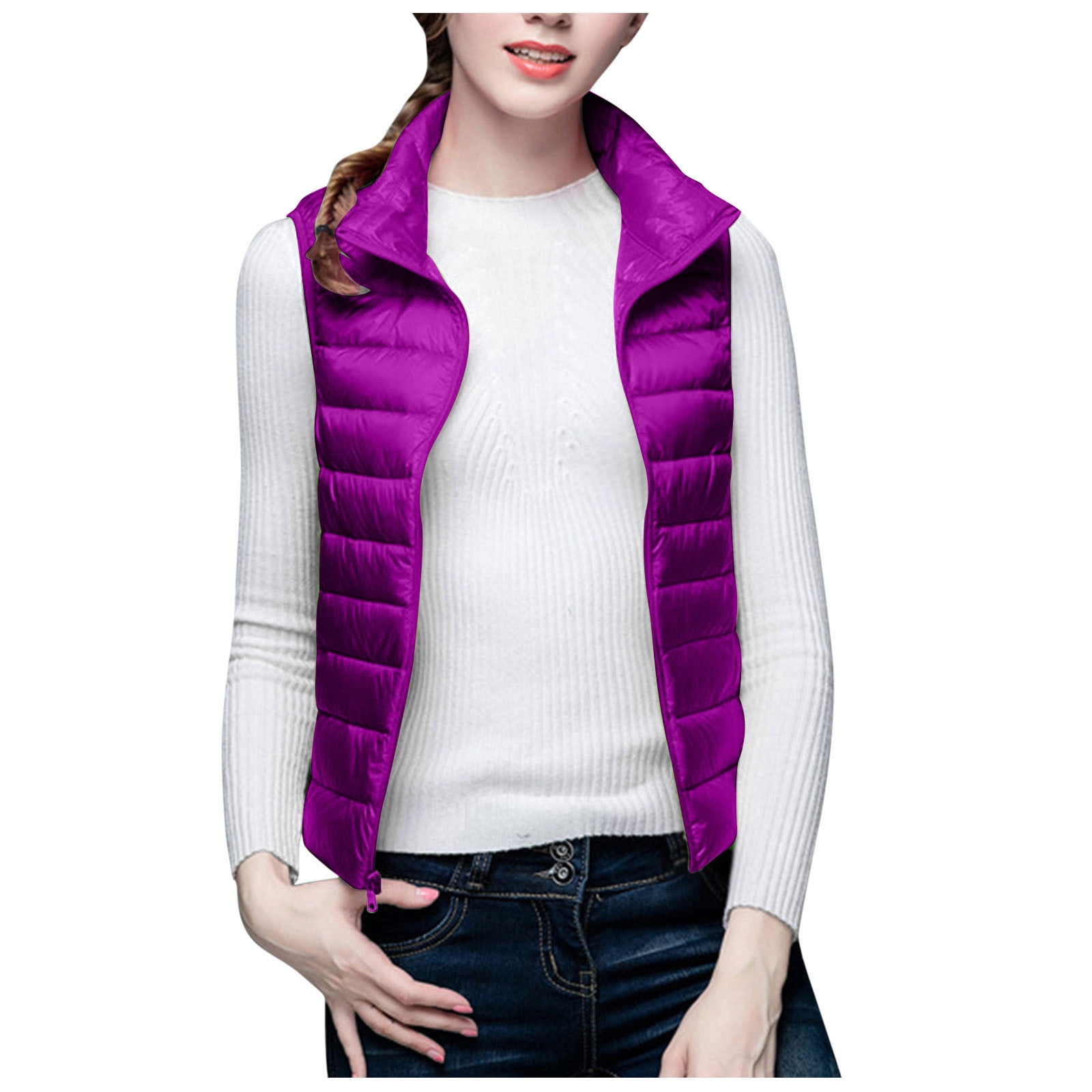 Herrnalise Women's Down Vest Lightweight Solid Color Herrnalise Women's Down Vest Lightweight Solid Color