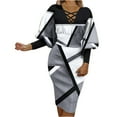 thumbnail image 1 of Herrnalise Women’s Dresses Summer 2024 Casual Long Sleeve Printed V-Neck Waist Dresses S-2XL, 1 of 5