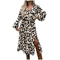 thumbnail image 1 of Holloyiver Women’s Dresses Summer 2023 Fashion Casual Leopard Print V-NeckHigh Waist Long Sleeve Long Dress S-XL, 1 of 7