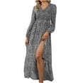 thumbnail image 1 of Herrnalise Women’s Dresses Summer 2024 Sexy Fashion Casual Slim Casual Long Sleeve V-Neck Ankle Dress S-XL, 1 of 7