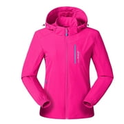 Herrnalise Women's Fleece Lined Softshell Jacket Lightweight Windproof Classic Coat with Hooded Outdoor Hot Pink,XXXXXL