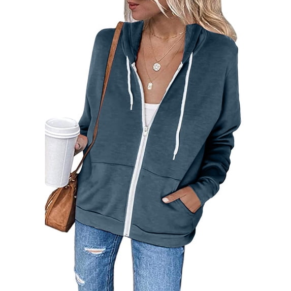 Herrnalise Women's Full Zip Up Hoodie Long Sleeve Hooded Sweatshirts Pockets Jacket Coat for Women