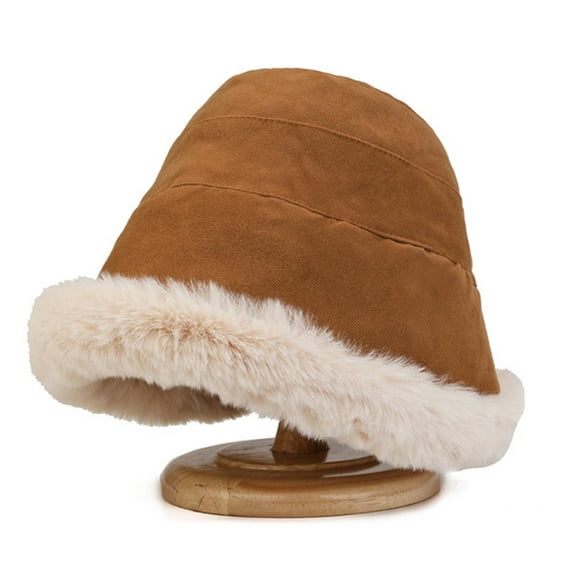 Herrnalise Women's Hat Winter Solid Color Plush Bucket Cute And Warm Caps Hunting Fishing Hat