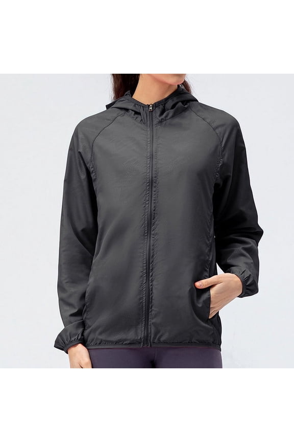 Women's Jackets Lightweight UPF 50+ Sun Protection Shirt Hoodie Hiking Running Athletic Jacket Lightweight Classic Casual Stand Collar Pocket Short Biker Moto Jacket S-3XL