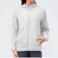 thumbnail image 1 of Holloyiver Women's Jackets Lightweight UPF 50+ Sun Protection Shirt Hoodie Hiking Running Athletic Jacket Lightweight Classic Casual Stand Collar Pocket Short Biker Moto Jacket S-3XL, 1 of 3
