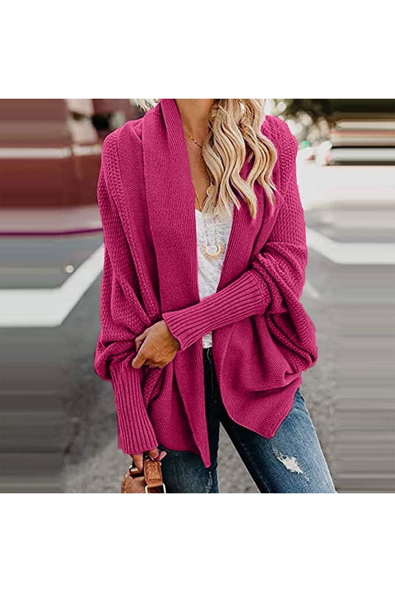 Women's Kimono Cable Knitted Cardigan Sweater Slouchy Oversized Wrap Open Front Long Lantern Sleeve Cardigan Oversized Outwear with Pocket women's fall clothing for women For S-2XL
