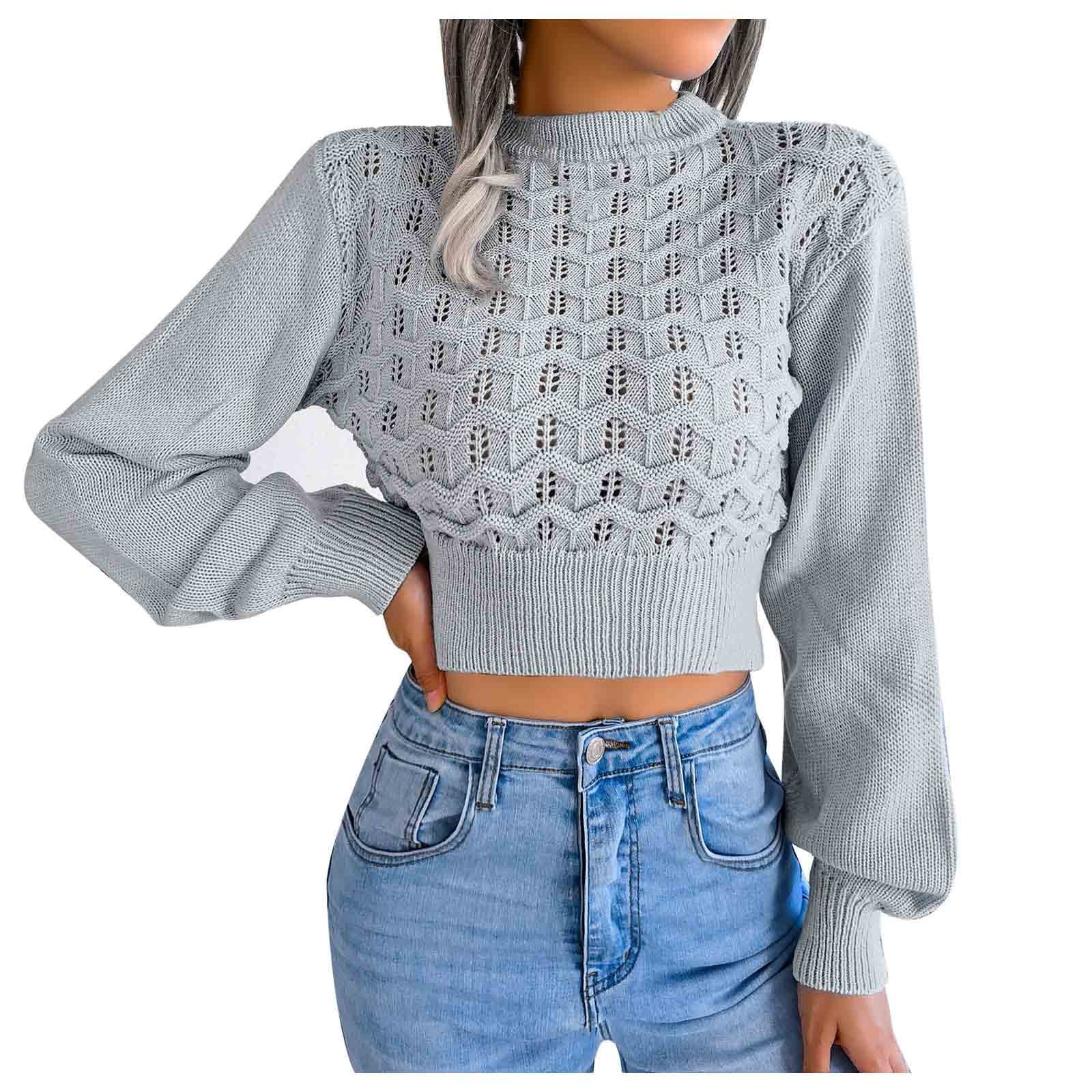 トップス Summer High Neck Knitted Pullover Herrnalise Women's Knitted Crop Tops Autumn And Winter