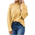 thumbnail image 1 of Herrnalise Women's Knitted Crop Tops Casual Round Neck Pullover Blouse Long Sleeve Solid Tops Sweater Pullover Jumper Sweaters, 1 of 6