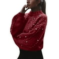thumbnail image 1 of Herrnalise Women's Knitted Crop Tops Casual Sweater Thick Needle Long Sleeve Pullover Sweater Pullover Jumper Sweaters, 1 of 6