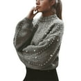 thumbnail image 1 of Holloyiver Women's Knitted Crop Tops Casual Sweater Thick Needle Long Sleeve Pullover Sweater Pullover Jumper Sweaters, 1 of 9