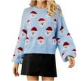 thumbnail image 1 of Herrnalise Women's Knitted Crop Tops Christmas Santa Claus Print Round-Neck Long Sleeve Sweater Tops Pullover Jumper Sweaters, 1 of 6
