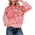 thumbnail image 1 of Herrnalise Women's Knitted Crop Tops Color Blocking Loose Knit Sweater Round Neck Sweater Pullover Jumper Sweaters, 1 of 7