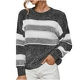thumbnail image 1 of Herrnalise Women's Knitted Crop Tops Fashion Casual Round Neck Striped Long Sleeve Pullover Sweater Pullover Jumper Sweaters, 1 of 9