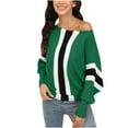 thumbnail image 1 of Herrnalise Women's Knitted Crop Tops Fashion Long Sleeves Round Neck Stripe Loose Tops Blouse Thread Knitted Sweater Pullover Jumper Sweaters, 1 of 7