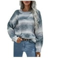 thumbnail image 1 of Herrnalise Women's Knitted Crop Tops Fashion Pullover Stripe Round Neck Autumn And Winter Long Sleeved Sweater Top Women Pullover Jumper Sweaters, 1 of 6