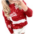 thumbnail image 1 of Herrnalise Women's Knitted Crop Tops Fashion Round Neck Christmas Print Comfortable Long Sleeve Loose Sweater Top Pullover Jumper Sweaters, 1 of 5