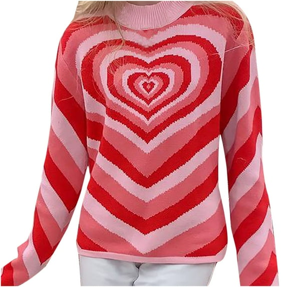 Herrnalise Women's Knitted Crop Tops Fashion Sexy Women Casual Long Sleeve Round Neck Printed Sweater Ladies Tops Pullover Jumper Sweaters