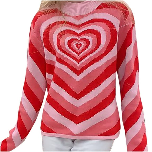 Herrnalise Women's Knitted Crop Tops Fashion Sexy Women Casual Long Sleeve Round Neck Printed Sweater Ladies Tops Pullover Jumper Sweaters