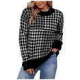 thumbnail image 1 of Herrnalise Women's Knitted Crop Tops Fashion Women Patchwork Long Sleeve Pullove Round-Neck Casual Sweater Tops Pullover Jumper Sweaters, 1 of 6