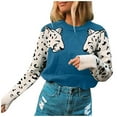 thumbnail image 1 of Herrnalise Women's Knitted Crop Tops Fashion Women Print Patchwork Long Sleeve Pullover Loose Sweater Pullover Jumper Sweaters, 1 of 9