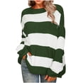 thumbnail image 1 of Herrnalise Women's Knitted Crop Tops Fashion Women Print Striped Long Sleeve Pullove Round Neck Shirt Sweater Tops Pullover Jumper Sweaters, 1 of 5