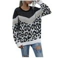 thumbnail image 1 of Herrnalise Women's Knitted Crop Tops Ladies Fashion Round Neck Long Sleeve Color Block Pullover Knit Sweater Pullover Jumper Sweaters, 1 of 9