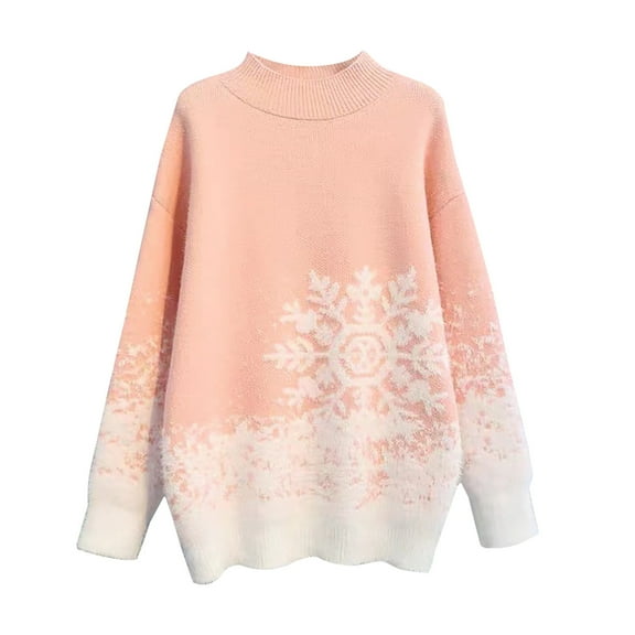 Herrnalise Women's Knitted Crop Tops Long Sleeved Round-neck Christmas Solid Color Sweater Casual Pullover Top Pullover Jumper Sweaters