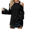 thumbnail image 1 of Herrnalise Women's Knitted Crop Tops Long Sleeved Round-neck Solid Flared Sleeves Sweater Casual Pullover Top Pullover Jumper Sweaters, 1 of 8