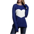 thumbnail image 1 of Herrnalise Women's Knitted Crop Tops Woman Fashion Love Long Sleeves Round Neck Loose Tops Blouse Knitted Sweater Pullover Jumper Sweaters, 1 of 5