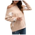 thumbnail image 1 of Herrnalise Women's Knitted Crop Tops Women Star Print Off-Shoulder Round Neck Sweater Pullover Jumper Sweaters, 1 of 9