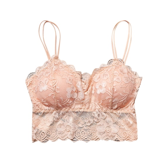 Herrnalise Women's Lace Bandeau Bra Wireless Bralette Seamless Bandeau Crop Tube Top Bra with Pads