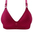 thumbnail image 1 of Herrnalise Women's Lace Edge Vertical Stripe Back Bra Padded Bra Wireless Lingerie For women, 1 of 3
