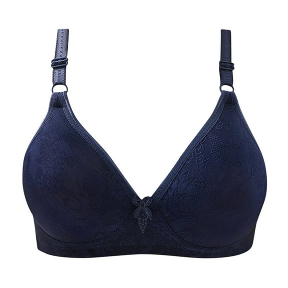 Herrnalise Women's Lace Edge Vertical Stripe Back Bra Padded Bra Wireless Lingerie For women