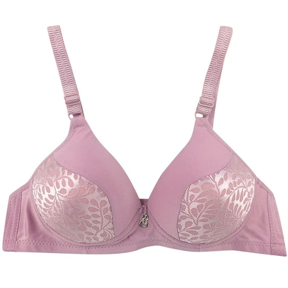 Herrnalise Women's Lace Edge Vertical Stripe Back Bra Padded Bra Wireless Lingerie For women