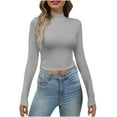 thumbnail image 1 of Herrnalise Women's Long Sleeve T Shirt Mock Neck Slim Tops Fitted Ribbed Pullovers Tee Top for Womens Valentine's Day Clothes, 1 of 7