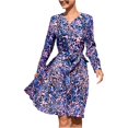 thumbnail image 1 of Holloyiver Women's Long Sleeve V Neck Lace Dress Lace Dress Tie Dresses S-2XL, 1 of 6