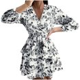 thumbnail image 1 of Herrnalise Women's Long Sleeve V-Neck Printed Cake Dresses S-2XL, 1 of 8