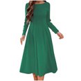 thumbnail image 1 of Holloyiver Women's Long SleeveRound Neck Solid Color Dresses S-2XL, 1 of 6